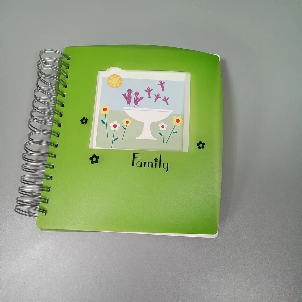 Lime Green Family Birdbath Spiral‎ Bound Photo Album Clear Sleeves Scrapbook